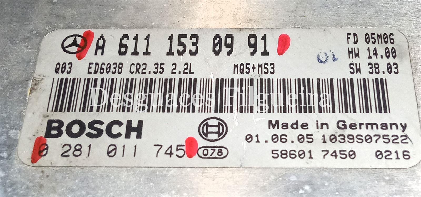Centralita check control de Mercedes- Benz Sprinter 4-t 413 CDI, 129 cv, código de motor OM611.981, Año 2006 - Imagen 4